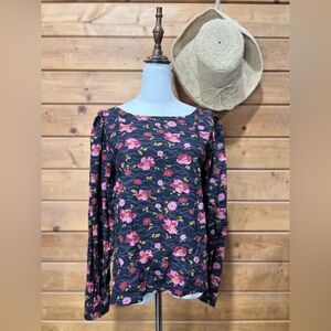 NWT WVN Finley Top Blouse  – Black Autumn Bloom Floral – Size Medium